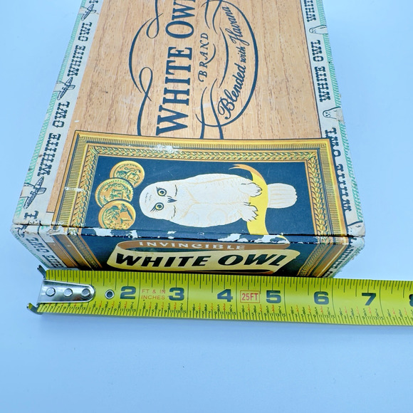 Vintage WHITE OWL Cigar Box Invincible 10 Cents Factory Number 204 Empty Prop - Picture 15 of 16